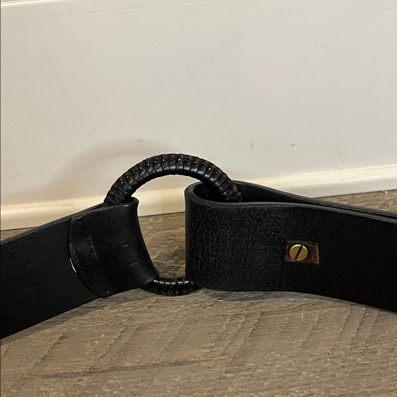 Vintage Ralph Lauren RLL Black Leathet Belt - Y2K - Braided Buckel - Size Large